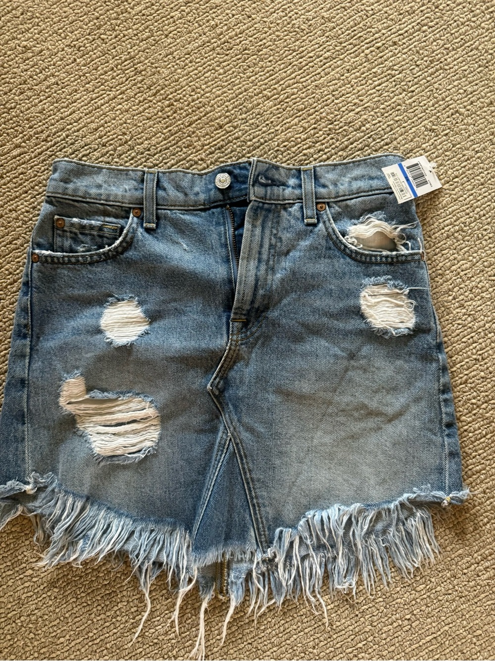 Citizens Of Humanity Light Blue Distressed Denim Mini Skirt